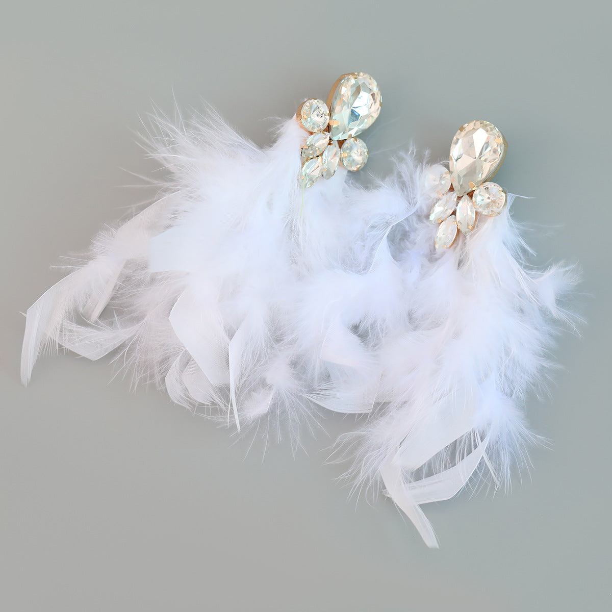 Wholesale Bohemian Diamond Floral Feather Earrings